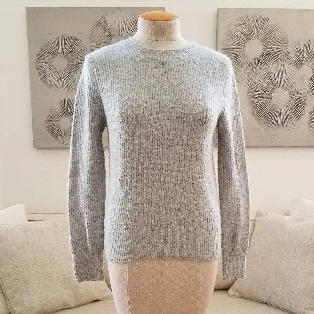 Topshop Rib Crew Neck Sweater sz 4 in Gray
